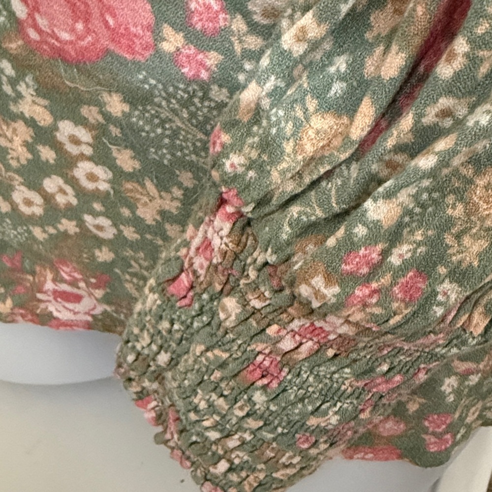 Lucky Brand Floral Blouse - Green and Pink - Picture 3 of 3